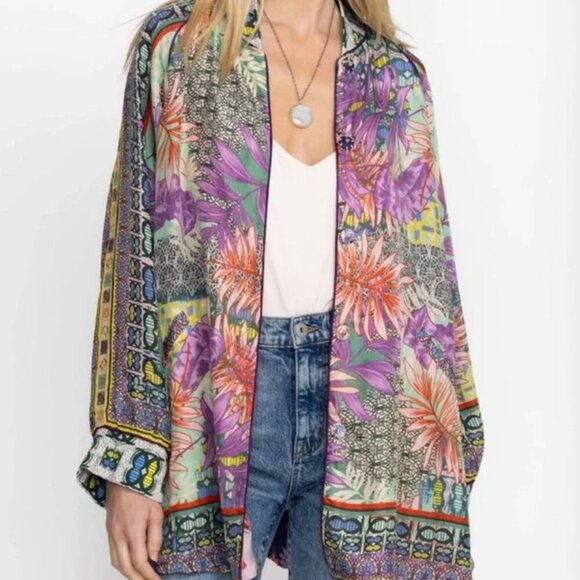 Johnny Was Bordona Heather Reversible Silk Kimono Jacket Mixed Print XL NWT - Picture 4 of 10